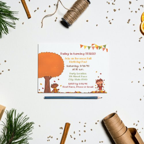 Kids Fall Birthday Invitation