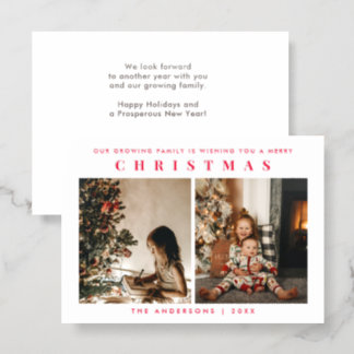 Kids Family Christmas Holiday Greeting Letterpress Photo Cards