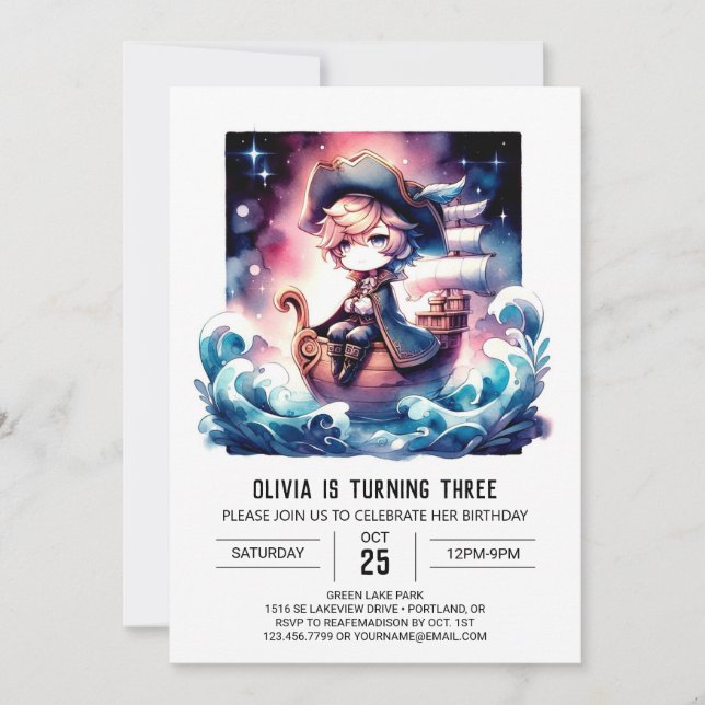 Kids Fantasy Pirate Birthday Invitation (Front)