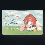 Kids Farm Animal Barnyard 2nd Birthday Banner<br><div class="desc">Celebrate in barnyard style with this adorable birthday banner — perfect for your little one’s 2nd birthday party! Featuring a watercolor red barn and sweet baby farm animals — pig, cow, sheep, and chick — plus the fun phrase “Oink, Baa, Moo – [Name] is two!”, this banner adds the perfect...</div>