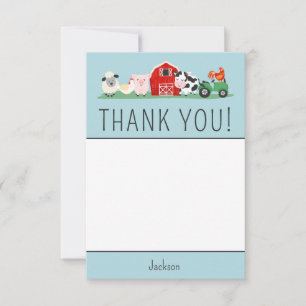 Kids Farm Animal Birthday Party Thank You Card