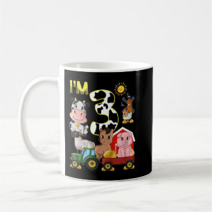 Kids Farm Animals Tractor 3rd Birthday 3 Year Old Coffee Mug
