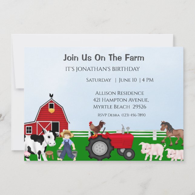 Kids Farm Birthday Invitation (Front)