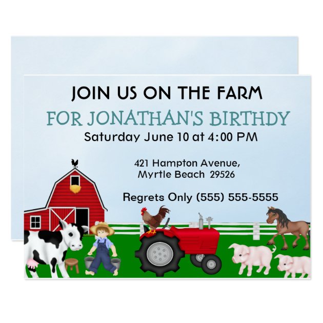 Kids Farm Birthday Invitation