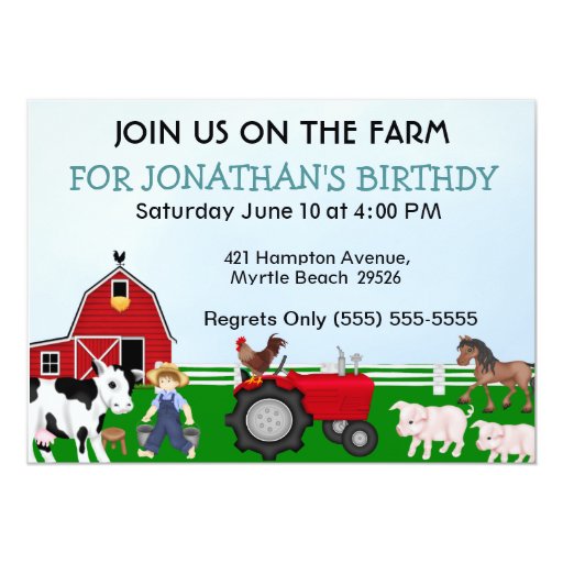 Kids Farm Birthday Invitations 10