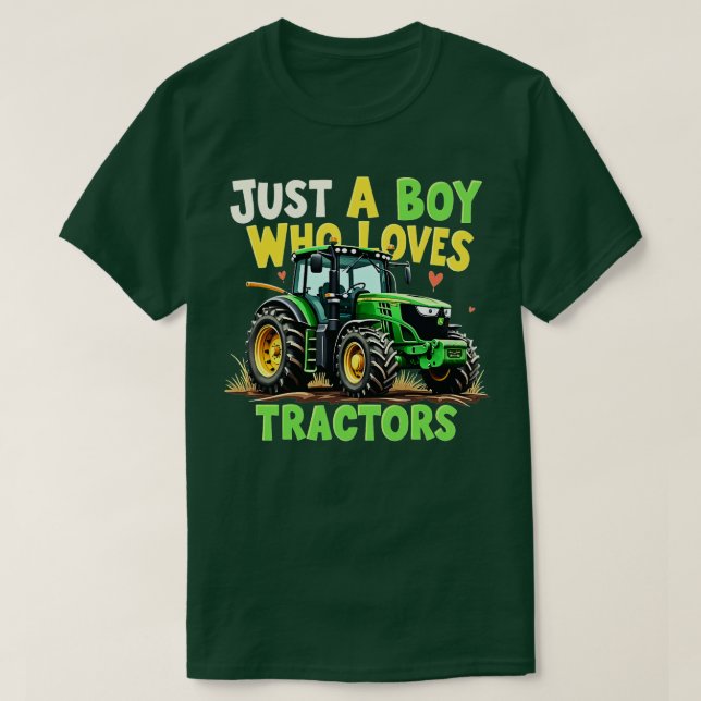 Kids Farm Lifestyle Just A Boy Who Loves Tractors  T-Shirt (Design Front)