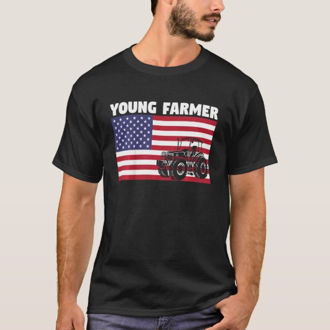 Kids Farm Lifestyle Tractor  Young Farmer T-Shirt (Front)