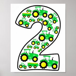Kids Farm Tractor Boy 2nd Birthday 2 Year Old Todd Poster