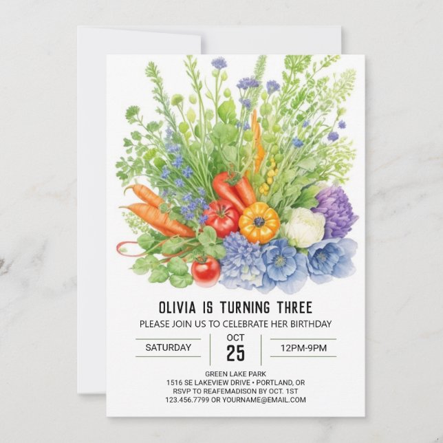 Kids Farmer's Market Birthday Invitation (Front)