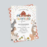 Kids Farmyard Fun Birthday Invitation<br><div class="desc">Cute farmyard kids birthday invitations featuring a simple white background,  adorable farm animals including a cow,  goat,  pig,  sheep,  donkey,  horse,  rabbit,  duck & a rooster,  and a childrens birthday celebration template that is easy to customize.</div>
