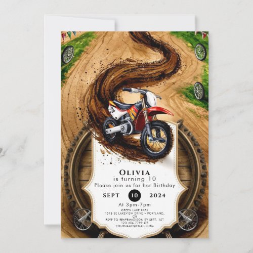 Kids Fast Motorcycle Birthday Invitation