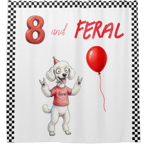 Kid's Feral Poodle Birthday Back Drop  Shower Curtain