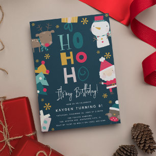 Kids Festive 'Ho Ho Ho It's My Birthday!' Invitation