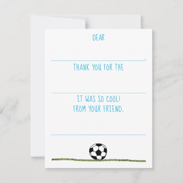 Kids Fill-In Soccer Boys Thank You Note Card (Front)
