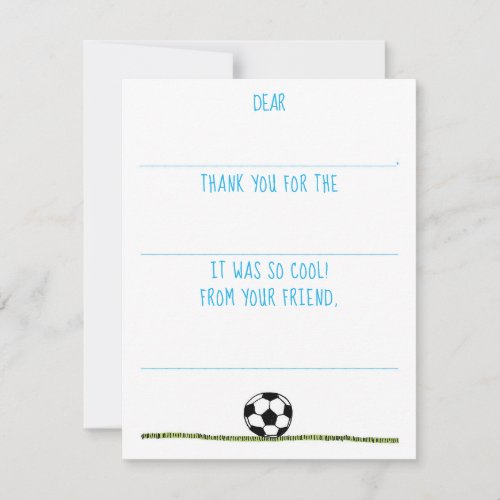 Kids Fill_In Soccer Boys Thank You Note Card