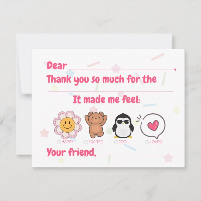 Kids Fill In Thank You Card (Front)