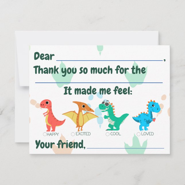 Kids Fill In Thank You Card (Front)