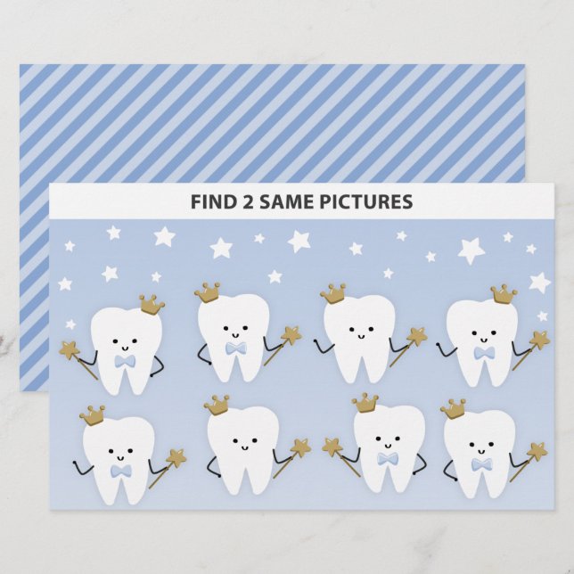 Kids Find 2 Same Pictures First Tooth Party Game.  (Front/Back)