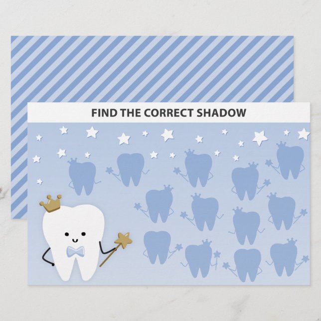 Kids Find Shadow Puzzle. First Tooth Party Game.  (Front/Back)