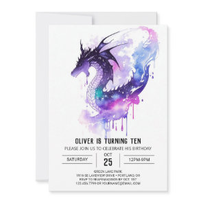Kids' Fire-Breathing Dragon Birthday Invitation