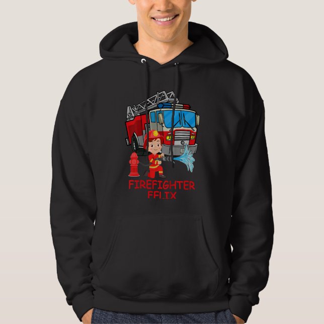 Kids Fire brigade fire engine fire truck Fireman F Hoodie (Front)