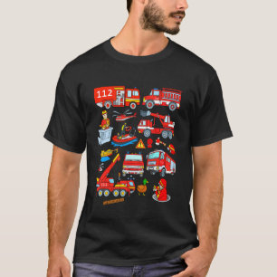 Kids Fire Brigade Vehicles Cars Equipment Extingui T-Shirt