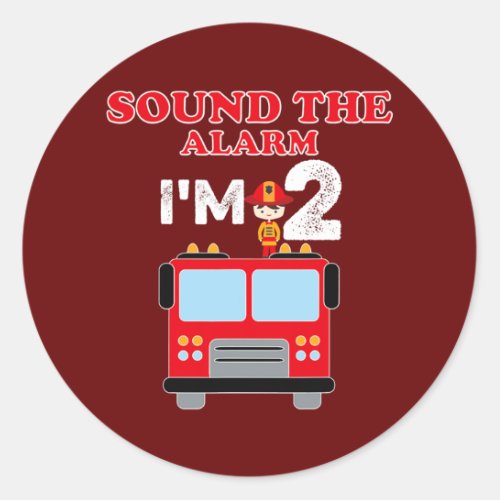 Kids Fire Truck 2 Year Old Firefighter 2nd Classic Round Sticker