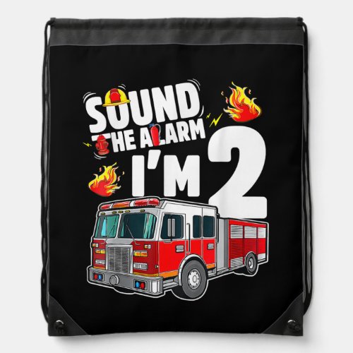 Kids Fire Truck 2 Year Old Firefighter 2nd Drawstring Bag