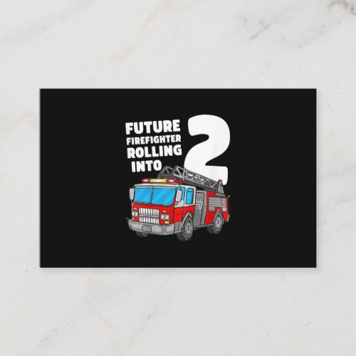 Kids Fire Truck 2nd Birthday 2 Boy Toddler Fire Business Card