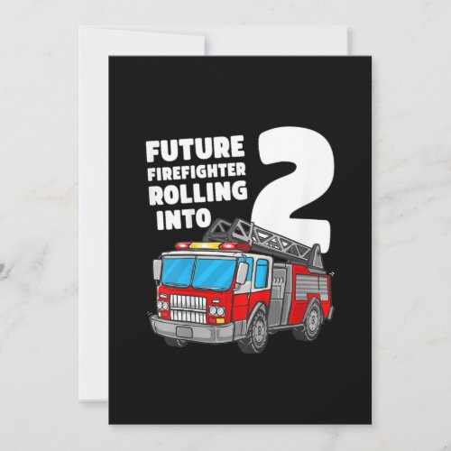 Kids Fire Truck 2nd Birthday 2 Boy Toddler Fire Holiday Card