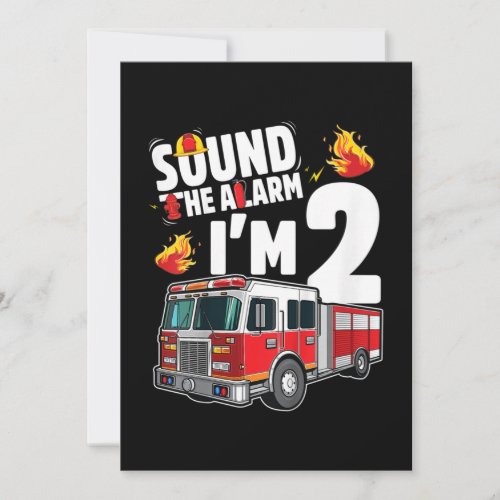 Kids Fire Truck 2nd Birthday Boy Firefighter Invitation