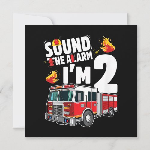 Kids Fire Truck 2nd Birthday Boy Firefighter Invitation