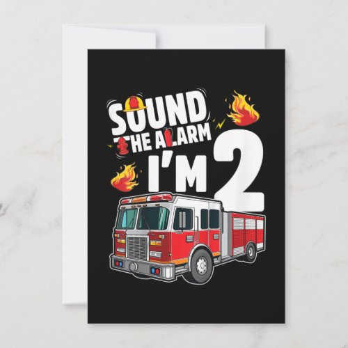 Kids Fire Truck 2nd Birthday Boy Firefighter Invitation