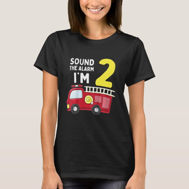 Kids Fire Truck 2nd Birthday  Boy Toddler Firefigh T-Shirt (Front)