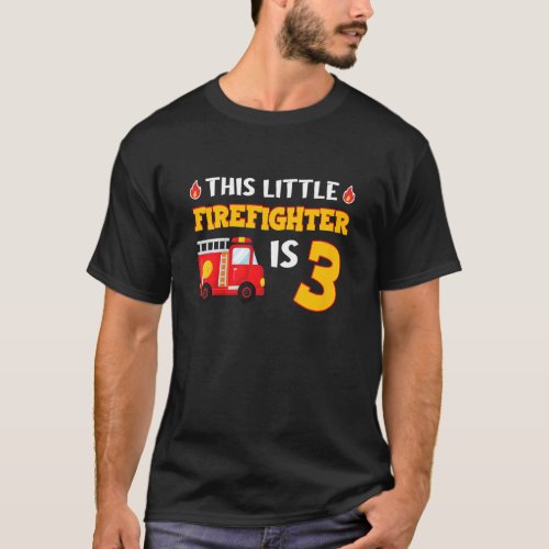 Kids Fire Truck  3 Year Old  Little Firefighter 3r T_Shirt