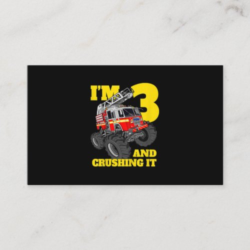 Kids Fire Truck 3rd Birthday Boy Toddler Business Card