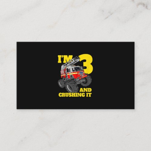 Kids Fire Truck 3rd Birthday Boy Toddler Business Card