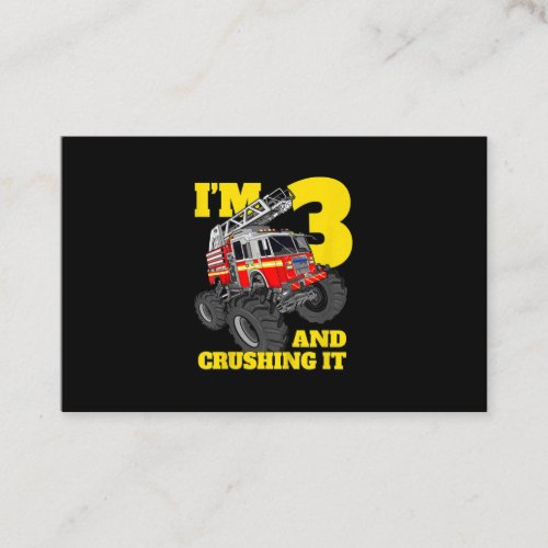 Kids Fire Truck 3rd Birthday Boy Toddler Business Card