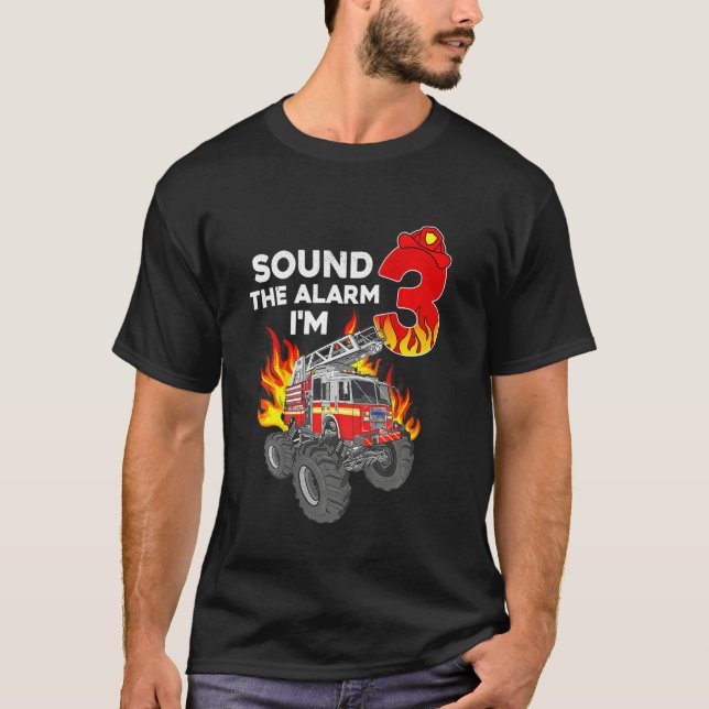 Kids Fire Truck 3rd Birthday Boy Toddler Firefight T-Shirt (Front)