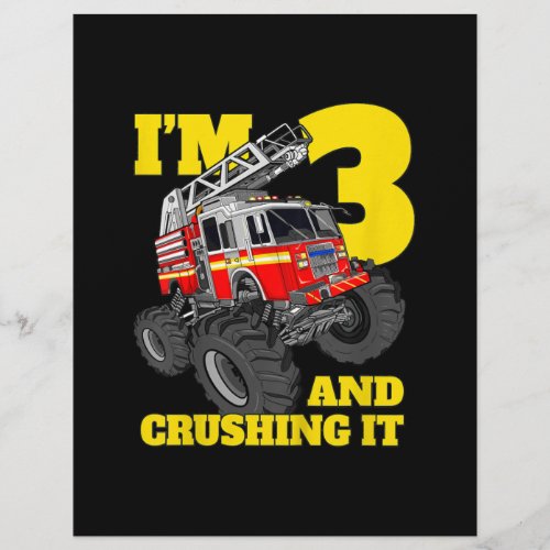 Kids Fire Truck 3rd Birthday Boy Toddler Flyer