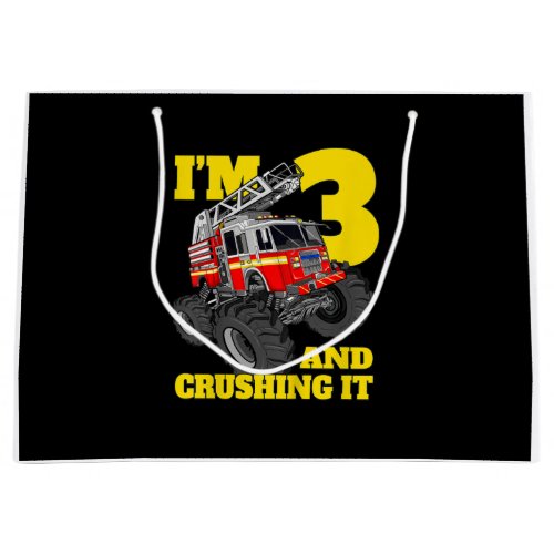 Kids Fire Truck 3rd Birthday Boy Toddler Large Gift Bag