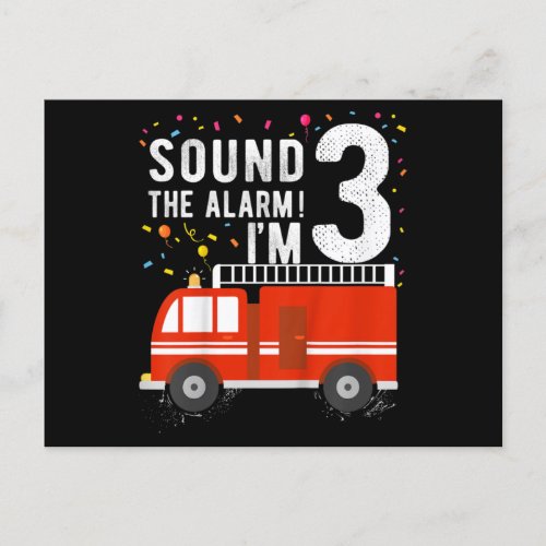 Kids Fire Truck 3rd Birthday Firefighter Truck Announcement Postcard