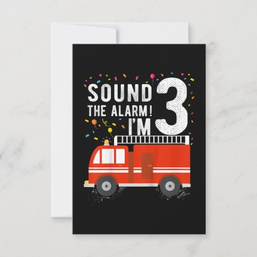 Kids Fire Truck 3rd Birthday Firefighter Truck RSVP Card