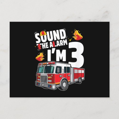 Kids Fire Truck 3rd Birthday Fireman Firefighter Announcement Postcard