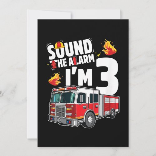 Kids Fire Truck 3rd Birthday Fireman Firefighter Invitation