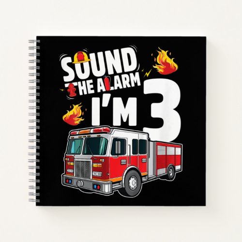 Kids Fire Truck 3rd Birthday Fireman Firefighter Notebook