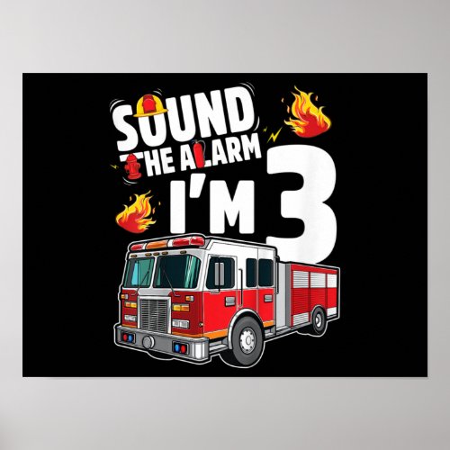 Kids Fire Truck 3rd Birthday Fireman Firefighter Poster