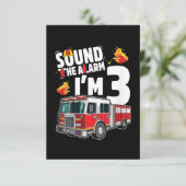 Kids Fire Truck 3rd Birthday Fireman Firefighter Save The Date (Standing Front)