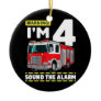 Kids Fire Truck 4 Year Old Firefighter 4th Ceramic Ornament