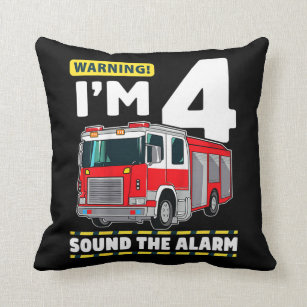 Kids Fire Truck 4 Year Old Firefighter 4th Throw Pillow